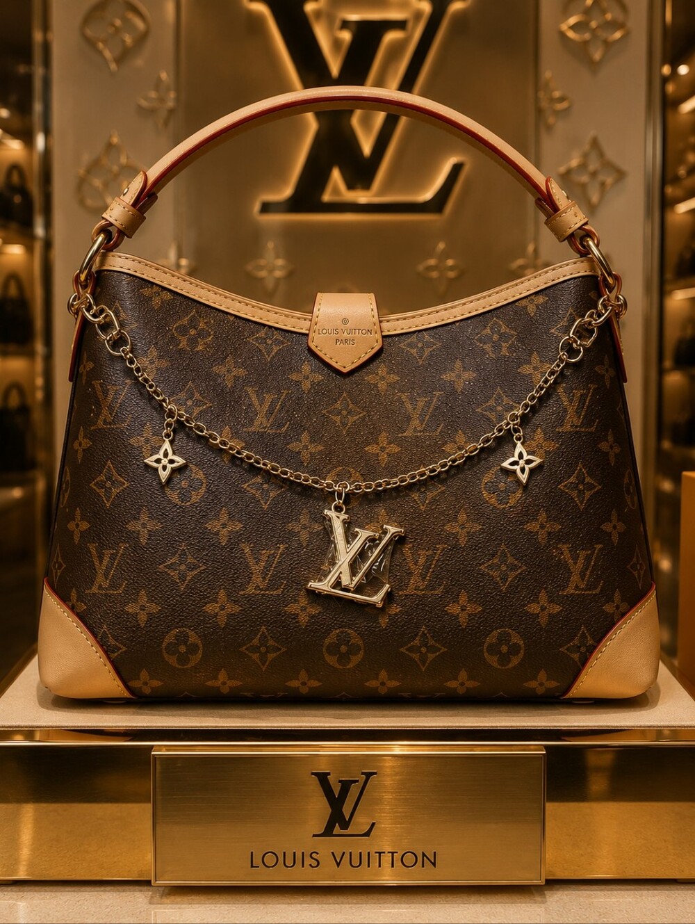 LV Gold Bag Charm Chain